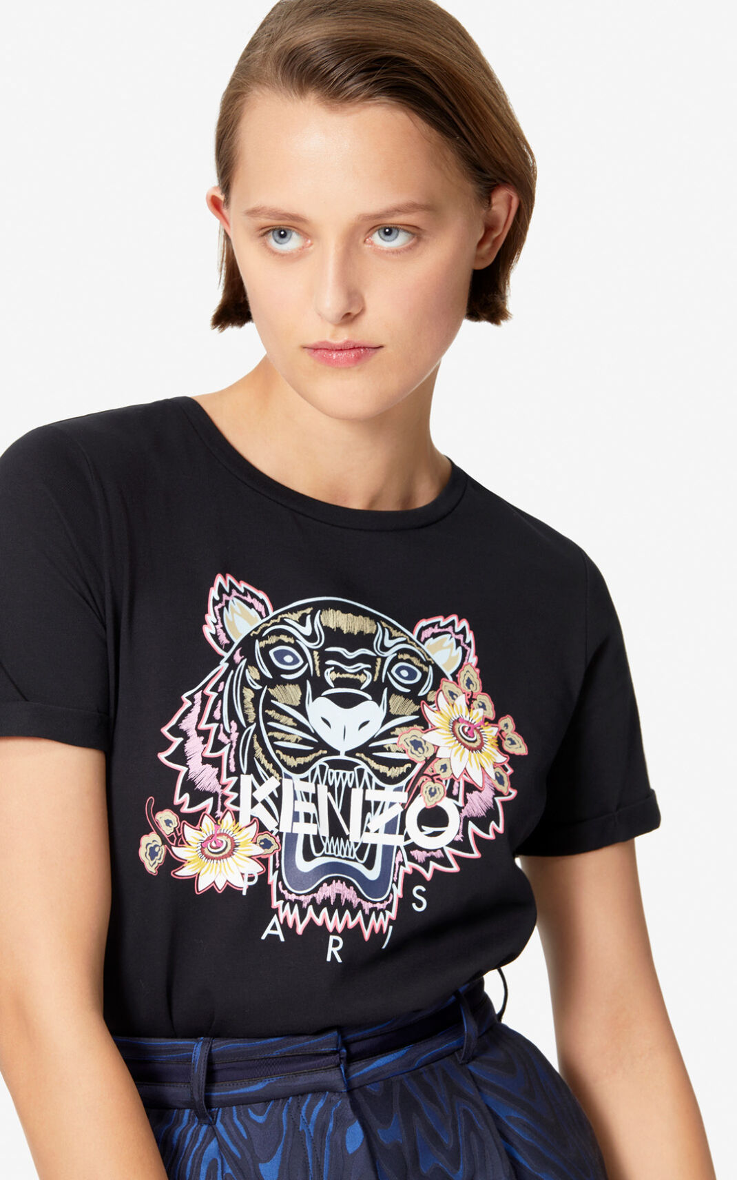 Kenzo Passion Flower Tiger T Shirt Dam | 65937-IDMP